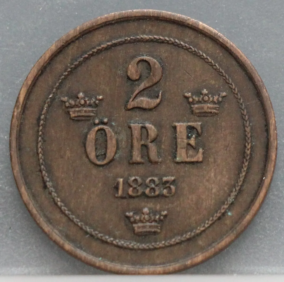 2 Öre 1883 Zweden — Brons voorzijde