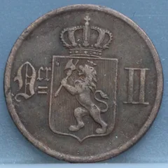 2 Øre 1884 Noorwegen — Brons achterzijde