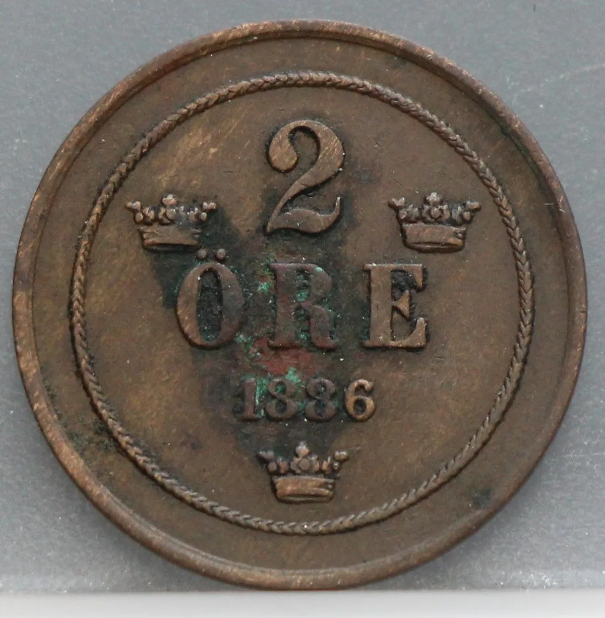 2 Öre 1886 Zweden Brons voorzijde