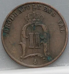 2 Öre 1886 Zweden Brons achterzijde