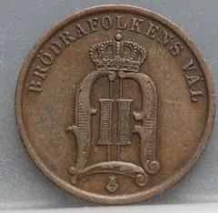 2 Öre 1896 Zweden — Brons achterzijde