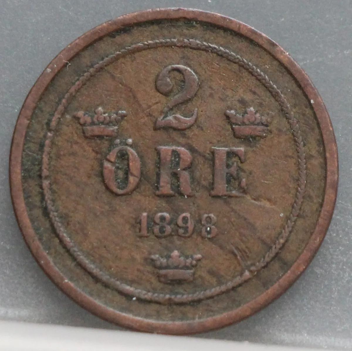 2 Öre 1898 Zweden — Brons voorzijde