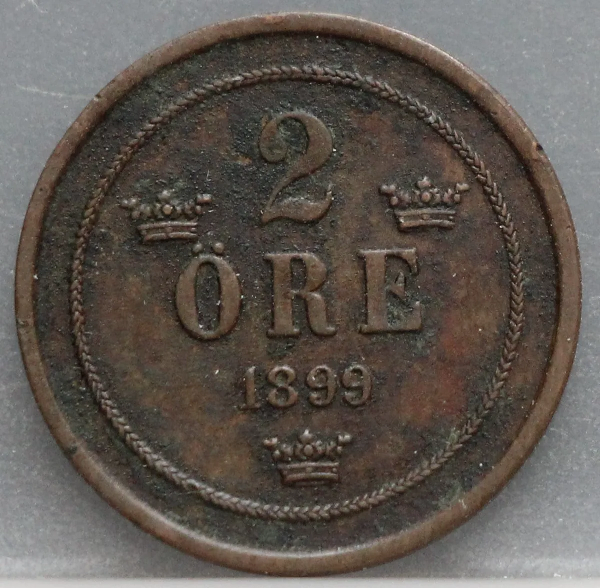 2 Öre 1899 Zweden Brons voorzijde