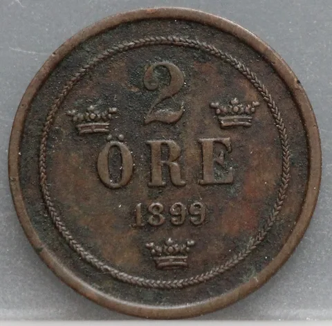 2 Öre 1899 Zweden Brons