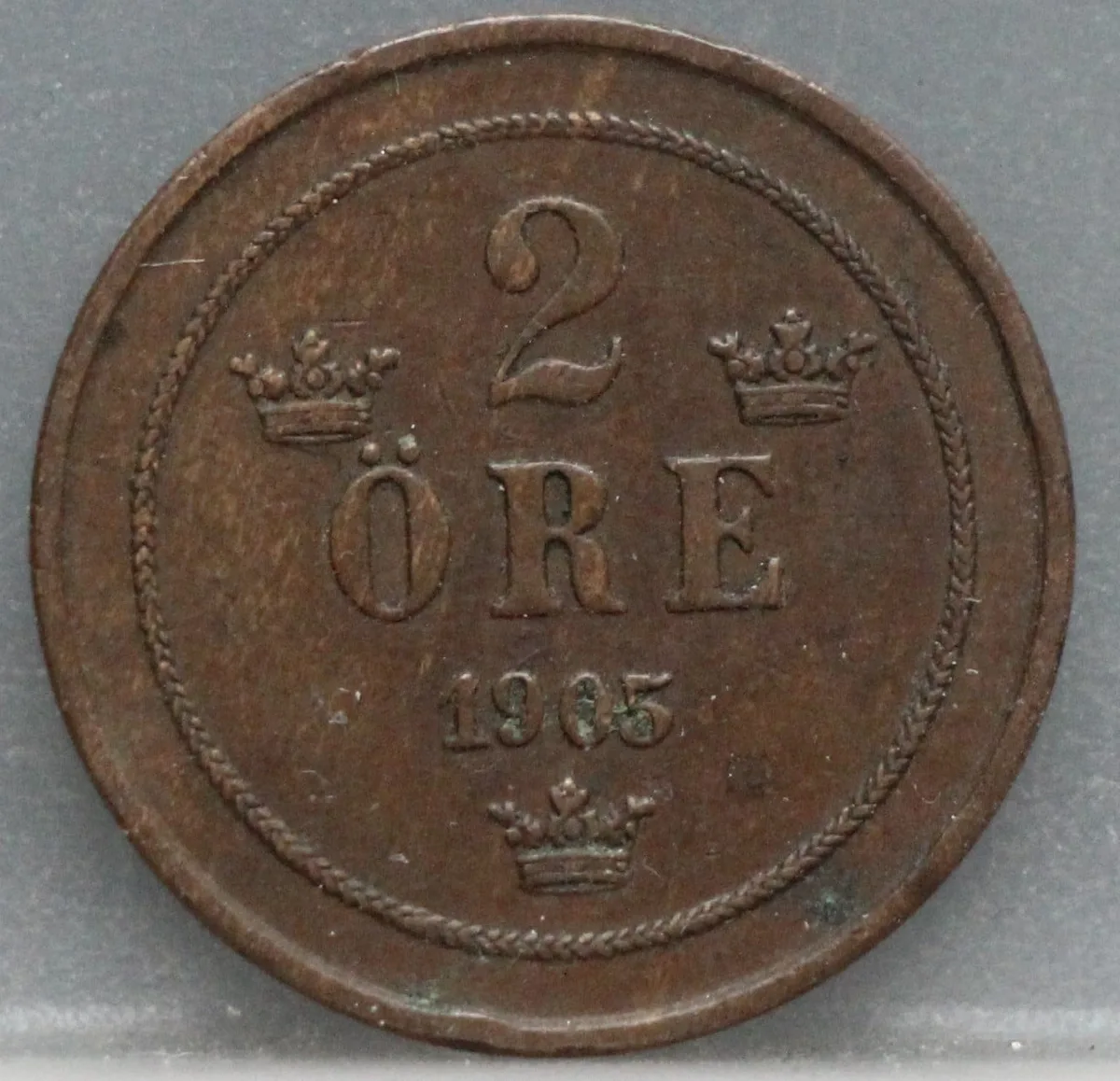 2 Öre 1905 Zweden Brons voorzijde