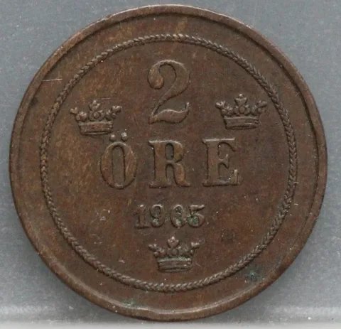 2 Öre 1905 Zweden Brons