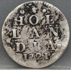 2 Stuiver 1721 Holland — Dubbele Wapenstuiver voorzijde