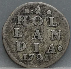 2 Stuiver 1721 Holland — Dubbele Wapenstuiver voorzijde
