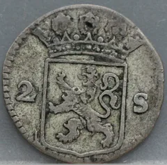 2 Stuiver 1721 Holland — Dubbele Wapenstuiver achterzijde
