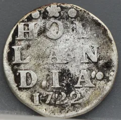 2 Stuiver 1722 Holland — Dubbele Wapenstuiver voorzijde