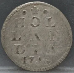 2 Stuiver 1723 Holland — Dubbele Wapenstuiver voorzijde