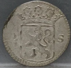2 Stuiver 1723 Holland — Dubbele Wapenstuiver achterzijde