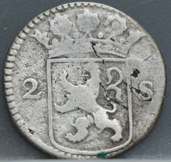 2 Stuiver 1723 Holland — Dubbele Wapenstuiver achterzijde