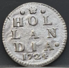2 Stuiver 1724 Holland — Dubbele Wapenstuiver voorzijde