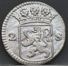 2 Stuiver 1724 Holland — Dubbele Wapenstuiver achterzijde