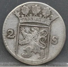 2 Stuiver 1725 Holland — Dubbele Wapenstuiver achterzijde