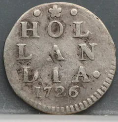 2 Stuiver 1726 Holland — Dubbele Wapenstuiver voorzijde