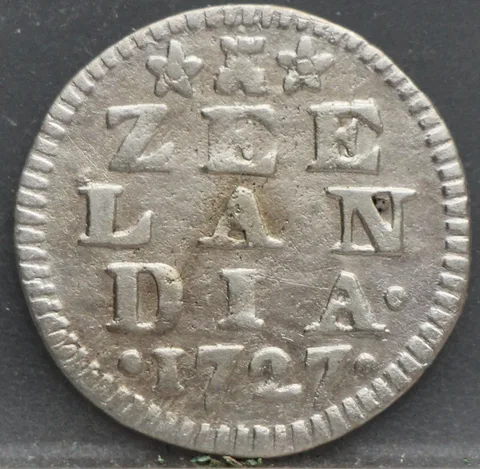 2 Stuiver 1727 — Dubbele Wapenstuiver Zeeland Zilver