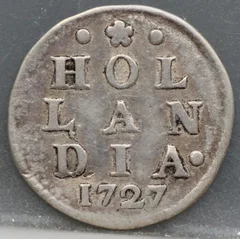2 Stuiver 1727 Holland — Dubbele Wapenstuiver voorzijde