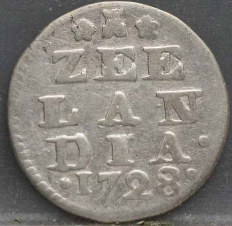 2 Stuiver 1728 — Dubbele Wapenstuiver Zeeland Zilver