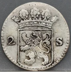 2 Stuiver 1728 Holland — Dubbele Wapenstuiver achterzijde
