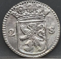 2 Stuiver 1728 Holland — Dubbele Wapenstuiver achterzijde