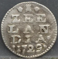 2 Stuiver 1729 — Dubbele Wapenstuiver Zeeland Zilver voorzijde, Zilver (Ag)