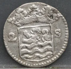 2 Stuiver 1729 — Dubbele Wapenstuiver Zeeland Zilver achterzijde, Zilver (Ag)
