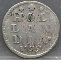2 Stuiver 1729 Holland — Dubbele Wapenstuiver voorzijde
