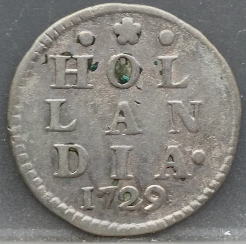 2 Stuiver 1729 Holland — Dubbele Wapenstuiver