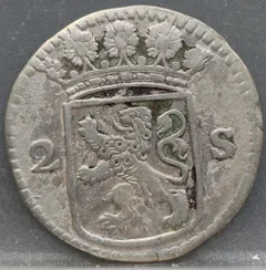 2 Stuiver 1729 Holland — Dubbele Wapenstuiver achterzijde