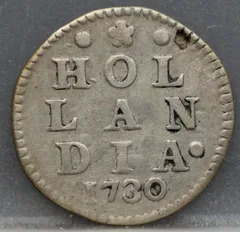 2 Stuiver 1730 — Dubbele Wapenstuiver Holland voorzijde