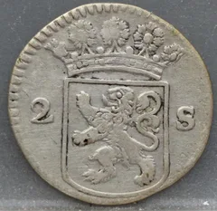 2 Stuiver 1730 — Dubbele Wapenstuiver Holland achterzijde