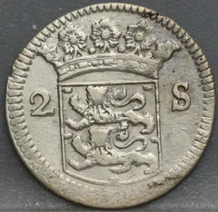 2 Stuiver 1730 West-Friesland — Dubbele Wapenstuiver achterzijde, Zilver