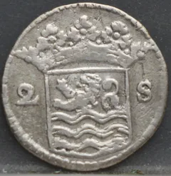 2 Stuiver 1730 Zeeland — Dubbele Wapenstuiver achterzijde, Zilver (Ag)