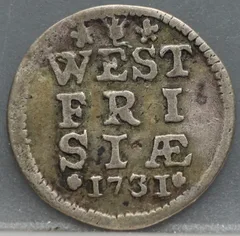 2 Stuiver 1731 — Dubbele Wapenstuiver West-Friesland Zilver voorzijde