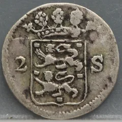 2 Stuiver 1731 — Dubbele Wapenstuiver West-Friesland Zilver achterzijde