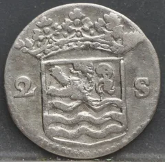 2 Stuiver 1731 Zeeland — Dubbele Wapenstuiver Zilver achterzijde, Zilver (Ag)