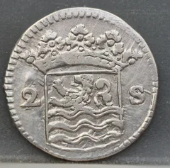 2 Stuiver 1731 Zeeland — Dubbele Wapenstuiver Zilver achterzijde, Zilver (Ag)