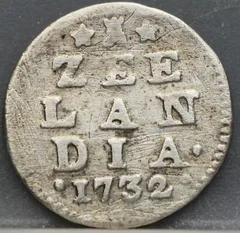 2 Stuiver 1732 Zeeland — Dubbele Wapenstuiver Zilver voorzijde, Zilver (Ag)