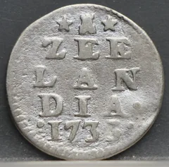 2 Stuiver 1733 — Dubbele Wapenstuiver Zeeland Zilver voorzijde, Zilver (Ag)