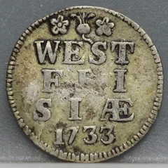 2 Stuiver 1733 West-Friesland — Dubbele Wapenstuiver voorzijde, zilver