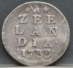 2 Stuiver 1733 Zeeland — Dubbele Wapenstuiver voorzijde, Zilver (Ag)