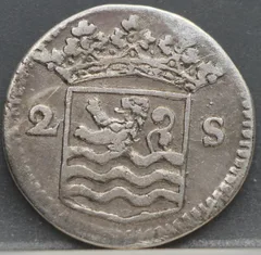 2 Stuiver 1733 Zeeland — Dubbele Wapenstuiver achterzijde, Zilver (Ag)