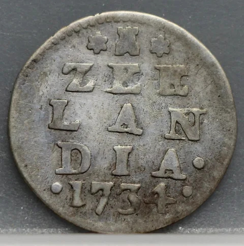 2 Stuiver 1734 — Dubbele Wapenstuiver Zeeland Zilver