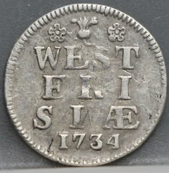 2 Stuiver 1734 West-Friesland — Dubbele Wapenstuiver voorzijde, Zilver