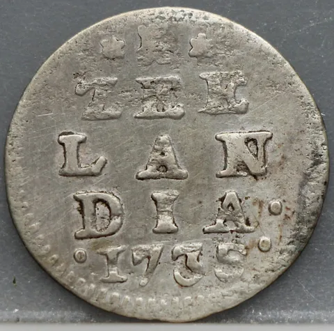 2 Stuiver 1735 — Dubbele Wapenstuiver Zeeland Zilver