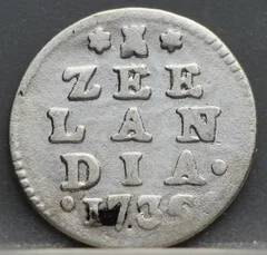 2 Stuiver 1735 — Dubbele Wapenstuiver Zeeland Zilver voorzijde, Zilver (Ag)