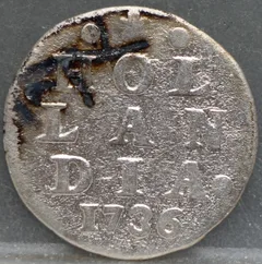 2 Stuiver 1736 Holland — Dubbele Wapenstuiver voorzijde