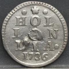2 Stuiver 1736 Holland — Dubbele Wapenstuiver voorzijde